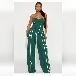 Fleece High Rise Wide-Leg Track Pants Set